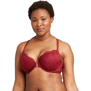 NWOT Auden Plunge Coverage Push-up Racerback Bra - Size 38C - Color Deep Red